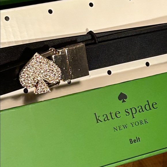 NWT Kate Spade skinny leather belt with sparkly spade buckle size L/XL main image 5